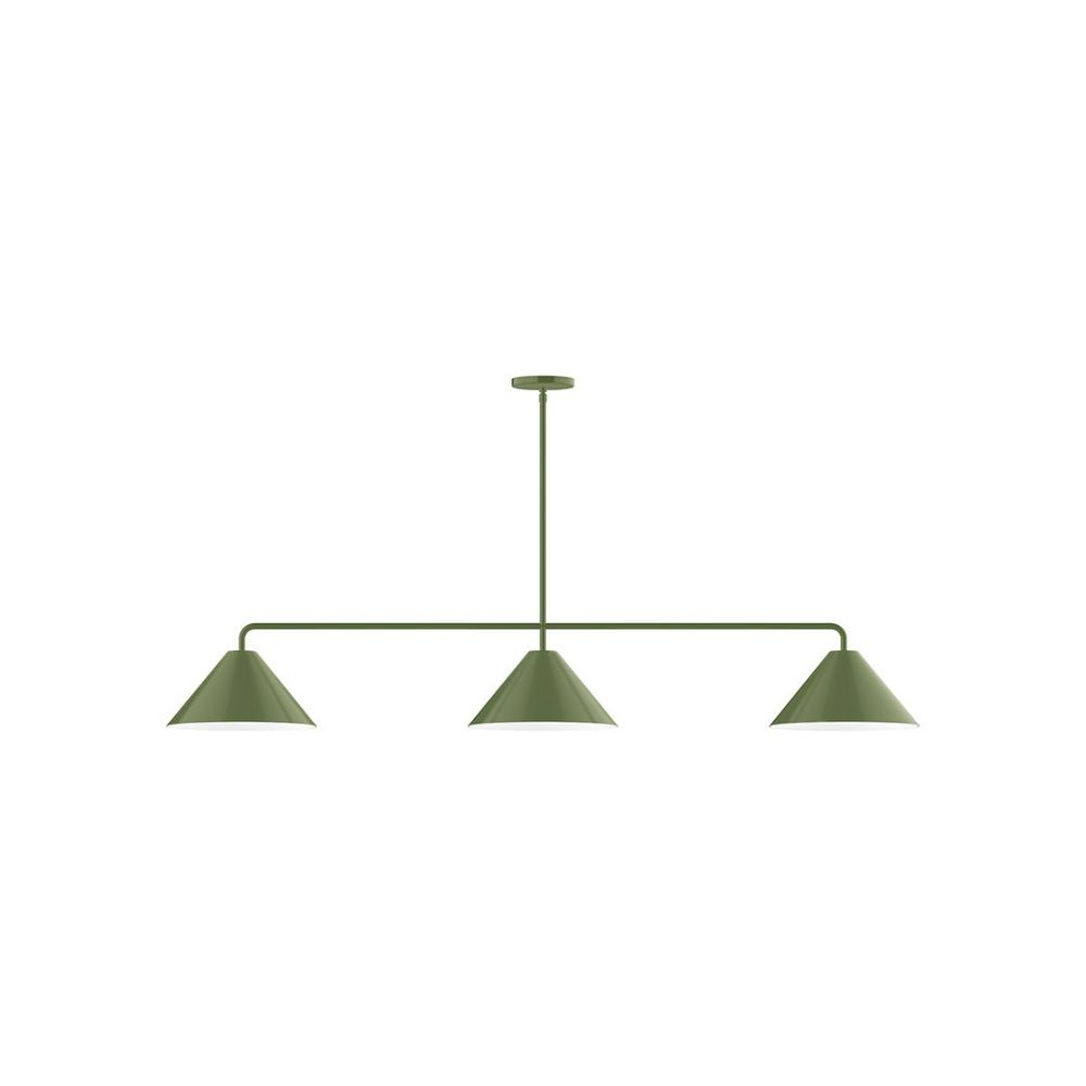 Montclair Lightworks MSN422-22 3-Light Axis Linear Pendant Fern Green Finish